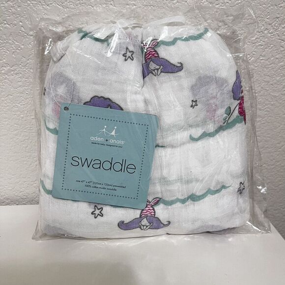 Aden + Anais Abby Lane Splash Mermaid Swaddle Blanket in a Bag Muslin Cotton NWT - Picture 4 of 11